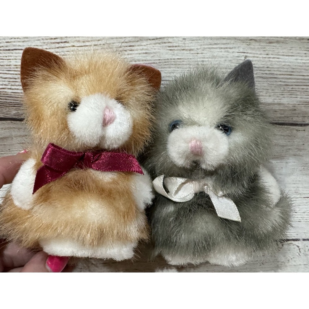 Vintage Russ Itty Bitty Kitties Life Like Gray Orange Tabby Cute Mini Cats TubG